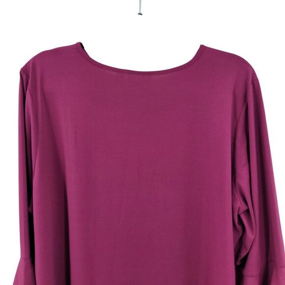 Joan Rivers Magenta Pink Ruffle Sleeve Top Sz XL Womens Blouse Fuchsia Stretch - Picture 7 of 9